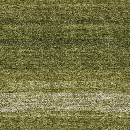 Olive Green And Beige Striped Washable Indoor Outdoor Area Rug Photo 6