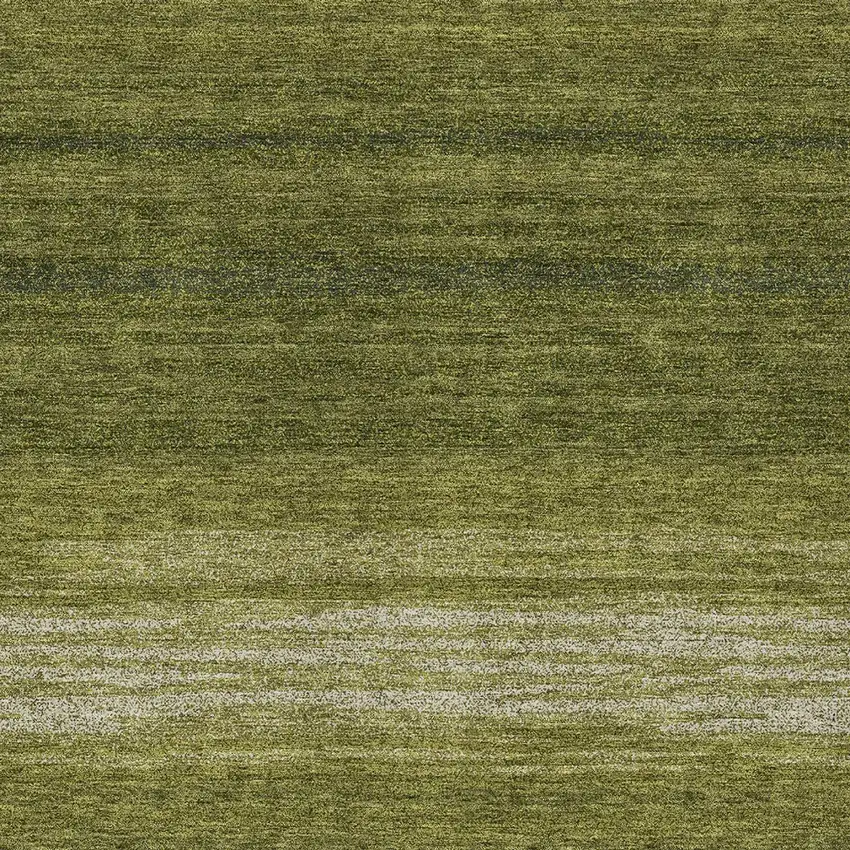 Olive Green And Beige Striped Washable Indoor Outdoor Area Rug Photo 6