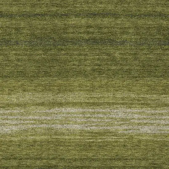 Olive Green And Beige Striped Washable Indoor Outdoor Area Rug Photo 6