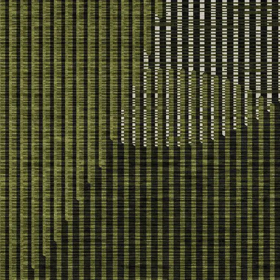 Olive Green And Black Geometric Washable Indoor Outdoor Area Rug Photo 5