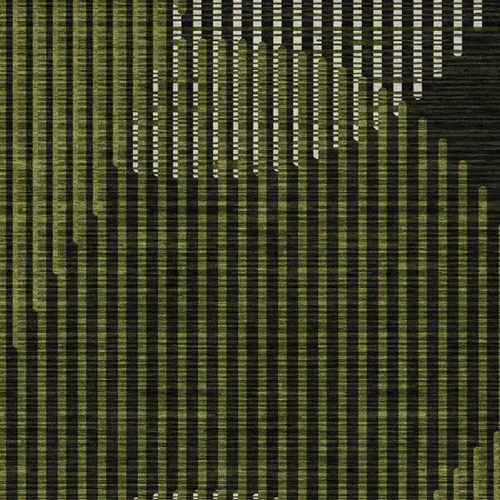 Olive Green And Black Geometric Washable Indoor Outdoor Area Rug Photo 5