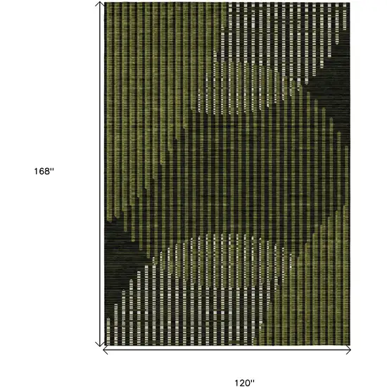 Olive Green And Black Geometric Washable Indoor Outdoor Area Rug Photo 3