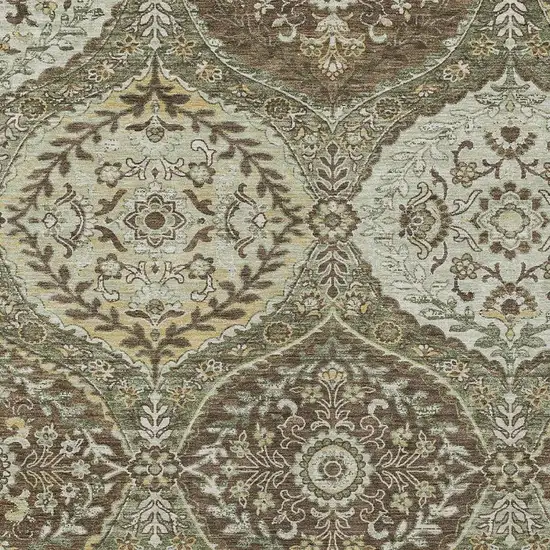 Olive Green And Blue Ogee Washable Indoor Outdoor Area Rug Photo 3