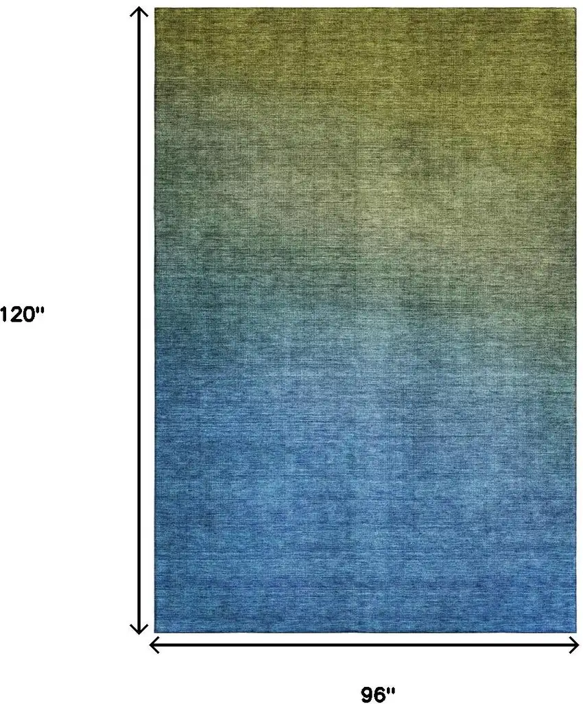 Olive Green And Blue Ombre Washable Area Rug With UV Protection Photo 5