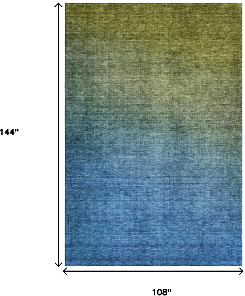 Olive Green And Blue Ombre Washable Area Rug With UV Protection Photo 5