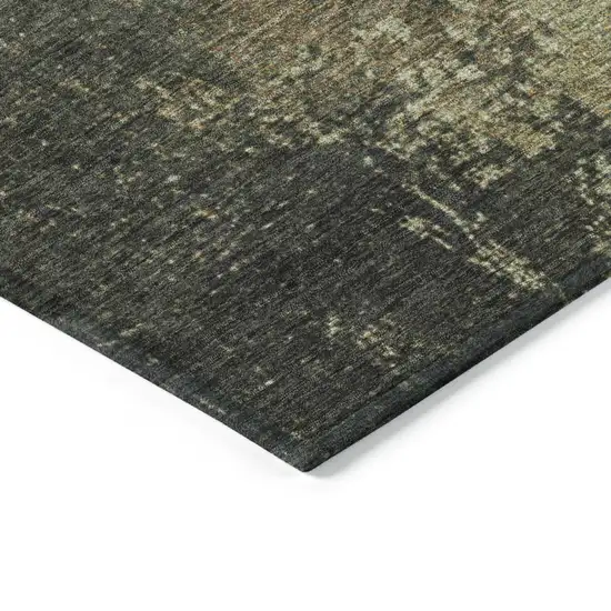 Olive Green And Brown Abstract Washable Indoor Outdoor Area Rug Photo 9