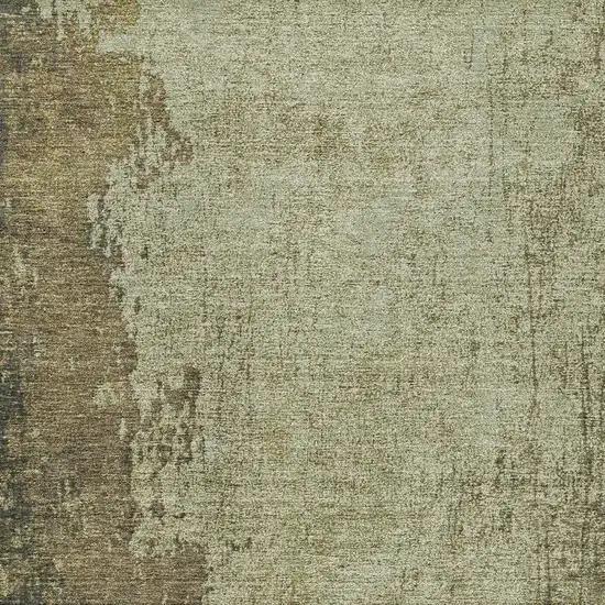 Olive Green And Brown Abstract Washable Indoor Outdoor Area Rug Photo 4