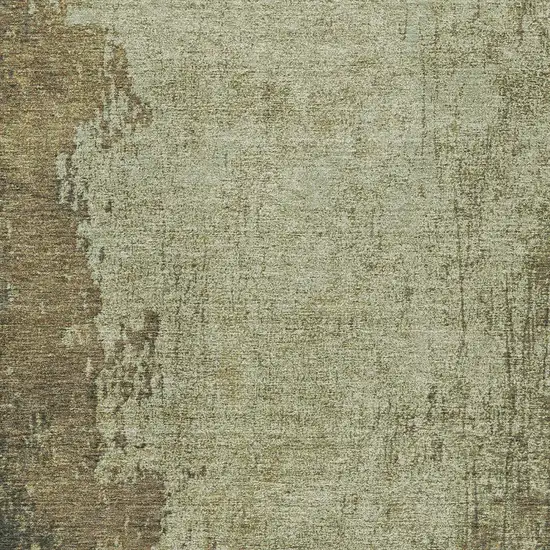 Olive Green And Brown Abstract Washable Indoor Outdoor Area Rug Photo 6