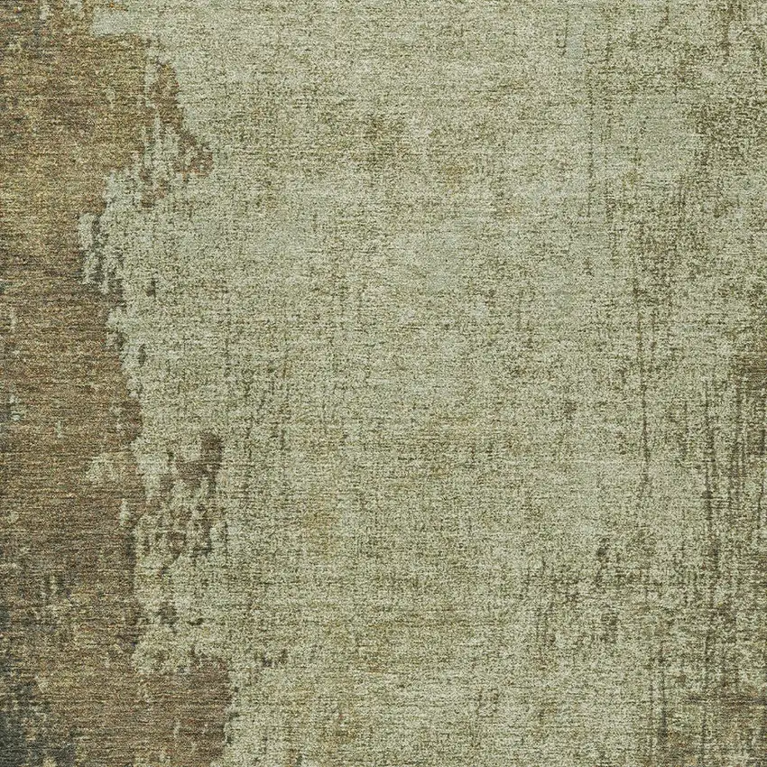 Olive Green And Brown Abstract Washable Indoor Outdoor Area Rug Photo 6