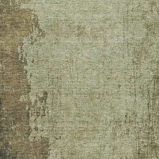 Olive Green And Brown Abstract Washable Indoor Outdoor Area Rug Photo 4