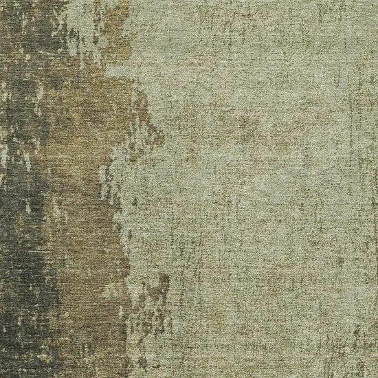 Olive Green And Brown Abstract Washable Indoor Outdoor Area Rug Photo 6