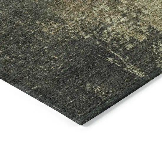 Olive Green And Brown Abstract Washable Indoor Outdoor Area Rug Photo 5