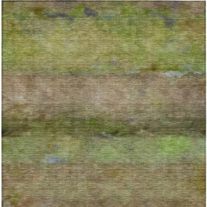 Olive Green And Brown Abstract Washable Indoor Outdoor Area Rug Photo 4