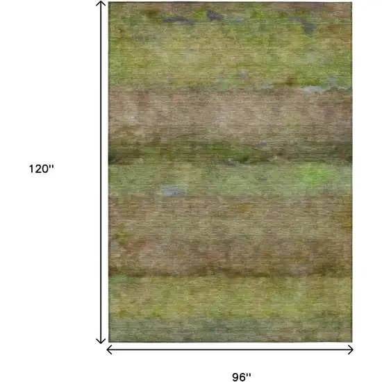 Olive Green And Brown Abstract Washable Indoor Outdoor Area Rug Photo 3