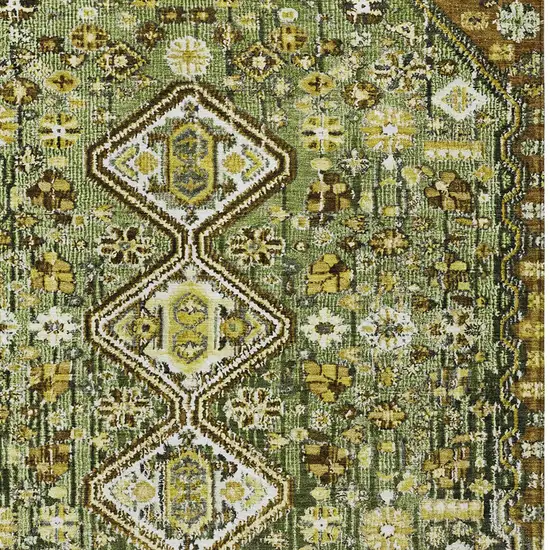 Olive Green And Brown Aztec Washable Indoor Outdoor Area Rug Photo 6