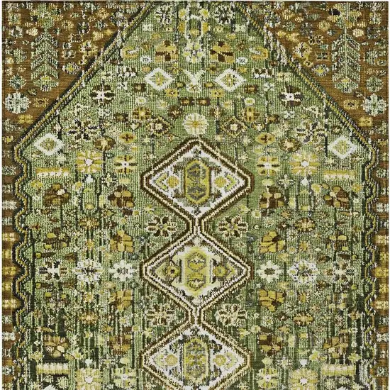Olive Green And Brown Aztec Washable Indoor Outdoor Area Rug Photo 4