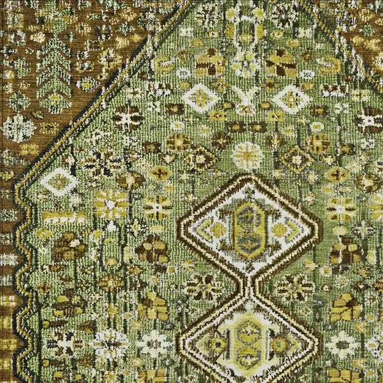 Olive Green And Brown Aztec Washable Indoor Outdoor Area Rug Photo 3