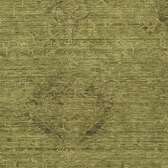 Olive Green And Brown Floral Washable Indoor Outdoor Area Rug Photo 5