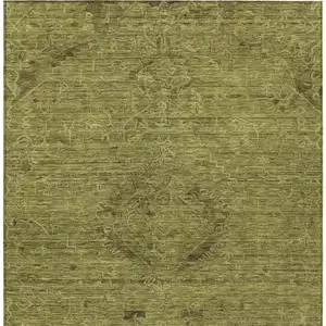 Photo of Olive Green And Brown Floral Washable Indoor Outdoor Area Rug