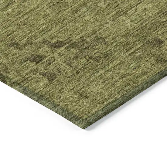 Olive Green And Brown Floral Washable Indoor Outdoor Area Rug Photo 4