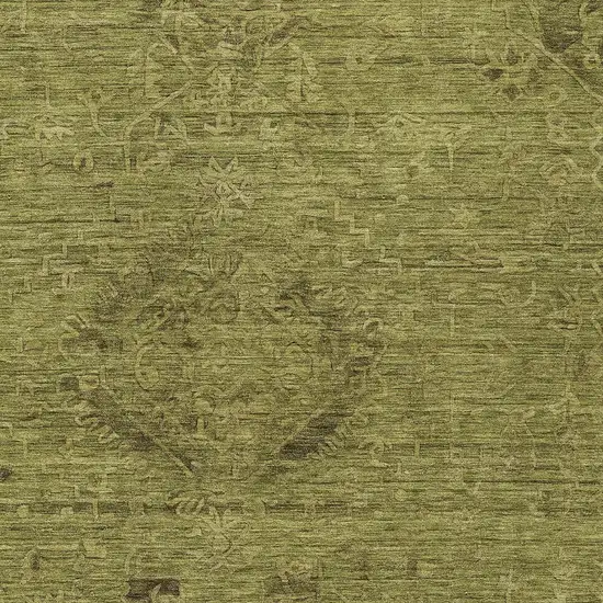 Olive Green And Brown Floral Washable Indoor Outdoor Area Rug Photo 5