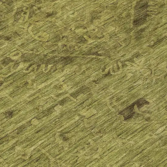 Olive Green And Brown Floral Washable Indoor Outdoor Area Rug Photo 8