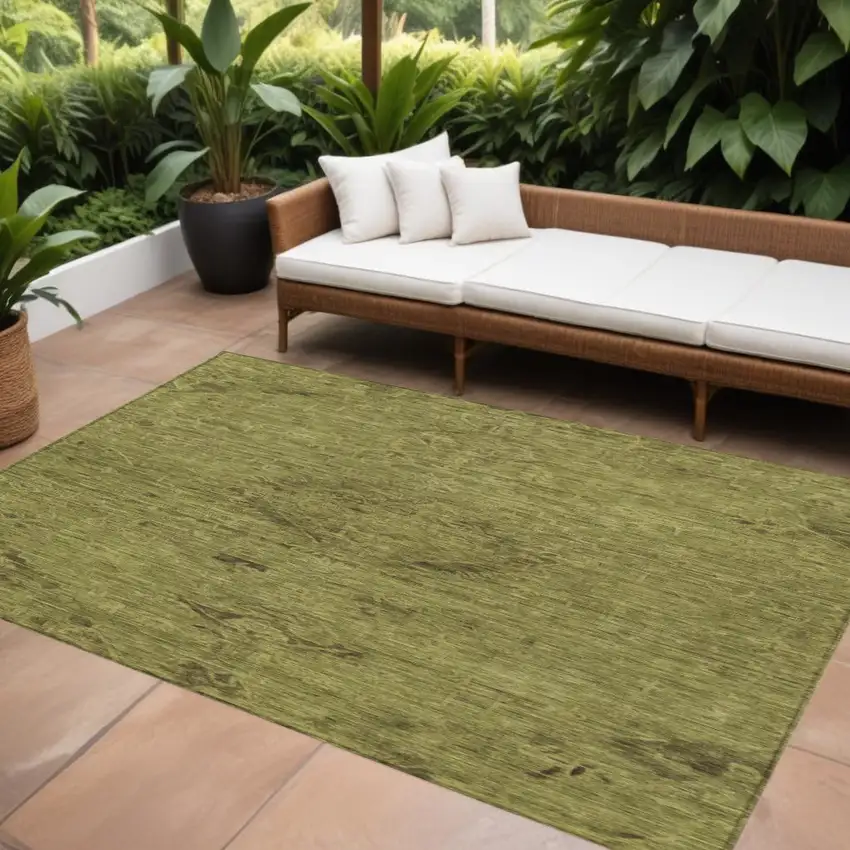 Olive Green And Brown Floral Washable Indoor Outdoor Area Rug Photo 1