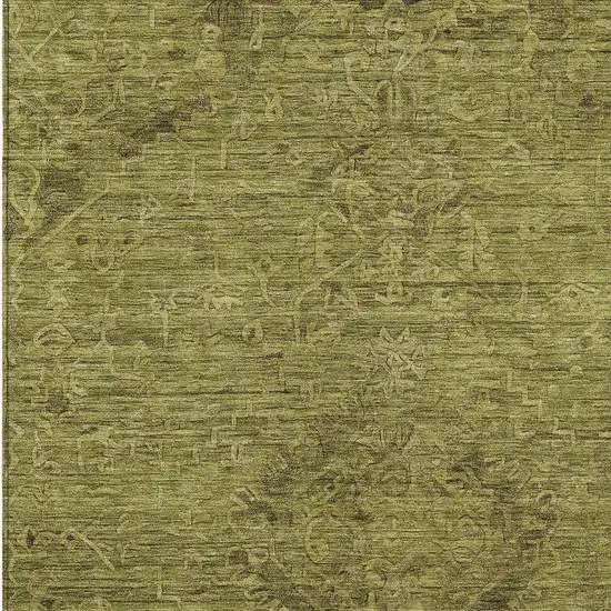 Olive Green And Brown Floral Washable Indoor Outdoor Area Rug Photo 5