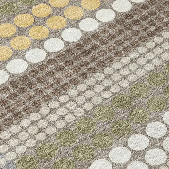 Olive Green And Brown Geometric Washable Indoor Outdoor Area Rug Photo 9