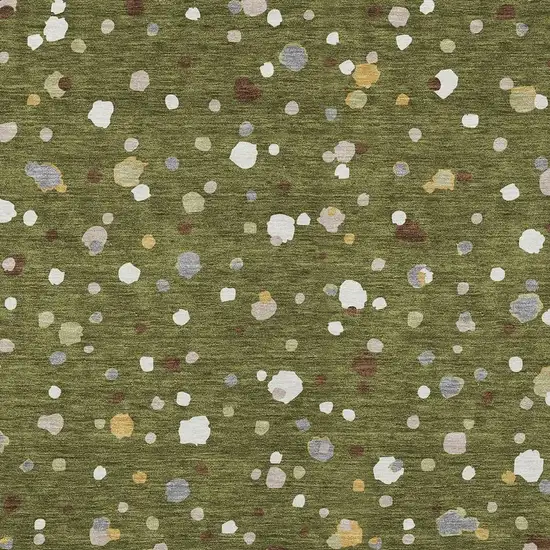 Olive Green And Brown Geometric Washable Indoor Outdoor Area Rug Photo 3