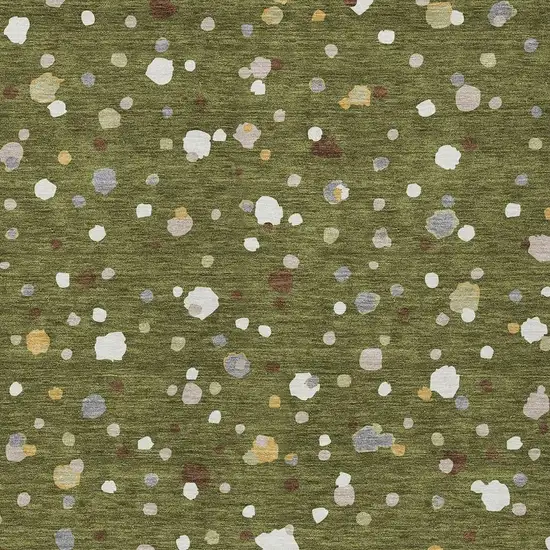 Olive Green And Brown Geometric Washable Indoor Outdoor Area Rug Photo 3
