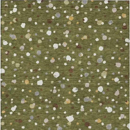 Olive Green And Brown Geometric Washable Indoor Outdoor Area Rug Photo 4