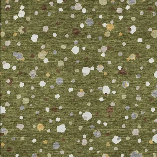 Olive Green And Brown Geometric Washable Indoor Outdoor Area Rug Photo 3