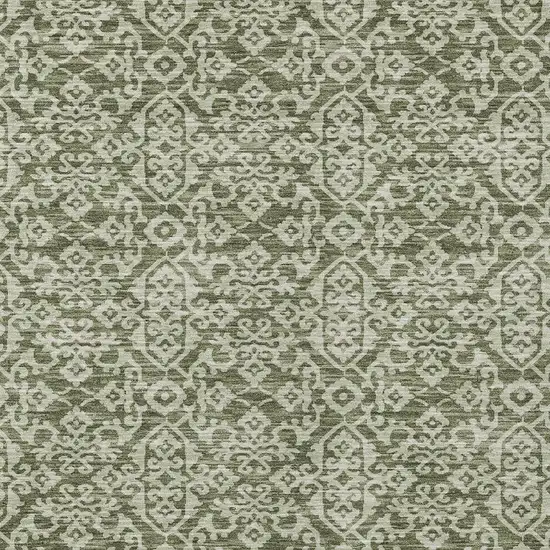 Olive Green And Brown Oriental Washable Indoor Outdoor Area Rug Photo 3