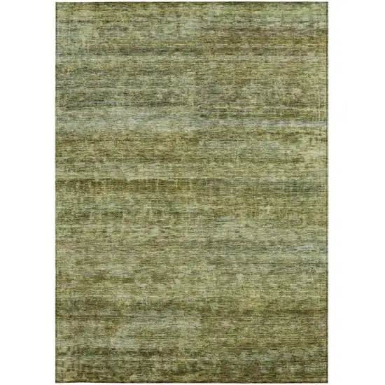 Olive Green And Brown Striped Washable Indoor Outdoor Area Rug Photo 7