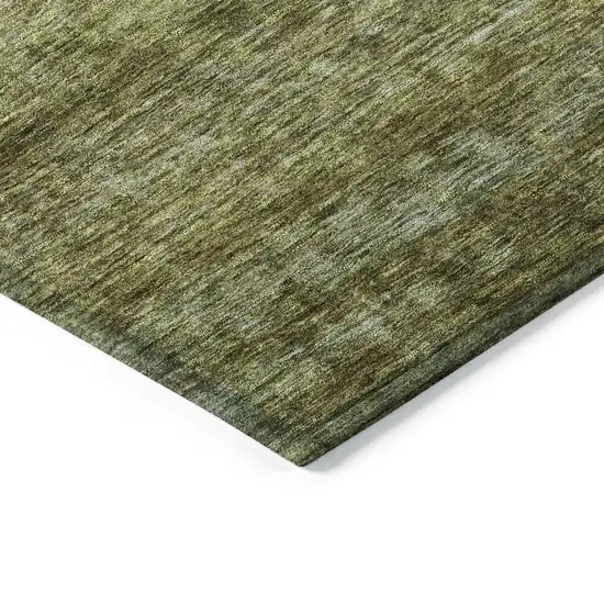 Olive Green And Brown Striped Washable Indoor Outdoor Area Rug Photo 5