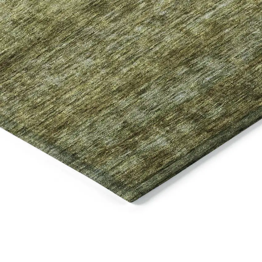 Olive Green And Brown Striped Washable Indoor Outdoor Area Rug Photo 5