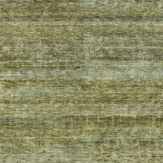 Olive Green And Brown Striped Washable Indoor Outdoor Area Rug Photo 6
