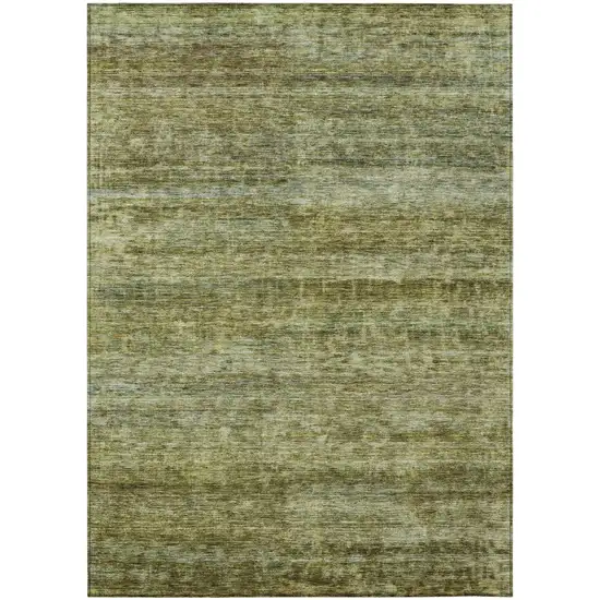 Olive Green And Brown Striped Washable Indoor Outdoor Area Rug Photo 2
