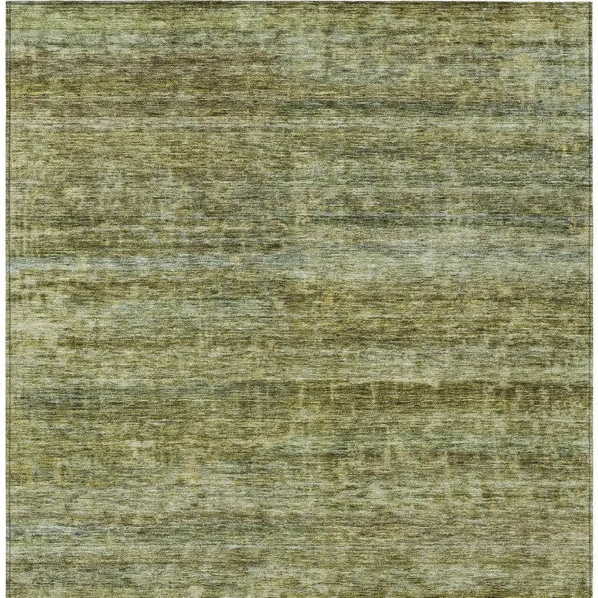 Olive Green And Brown Striped Washable Indoor Outdoor Area Rug Photo 7