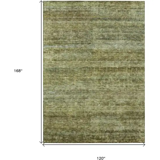 Olive Green And Brown Striped Washable Indoor Outdoor Area Rug Photo 3