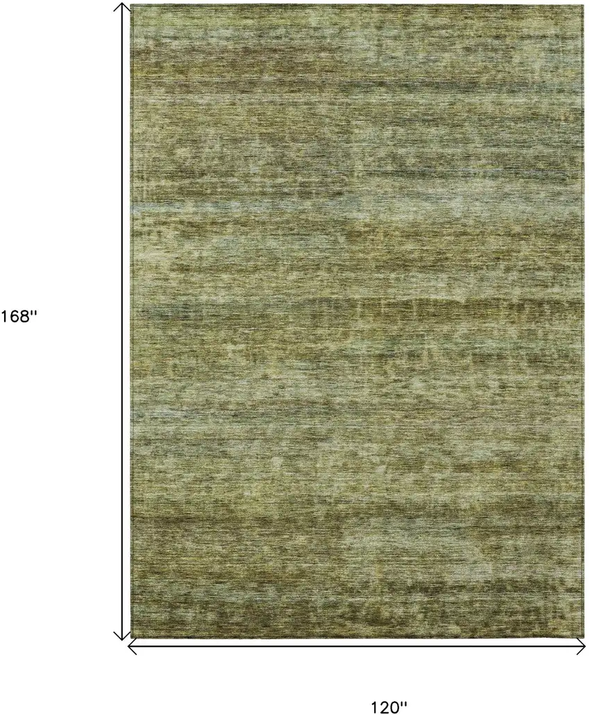 Olive Green And Brown Striped Washable Indoor Outdoor Area Rug Photo 3