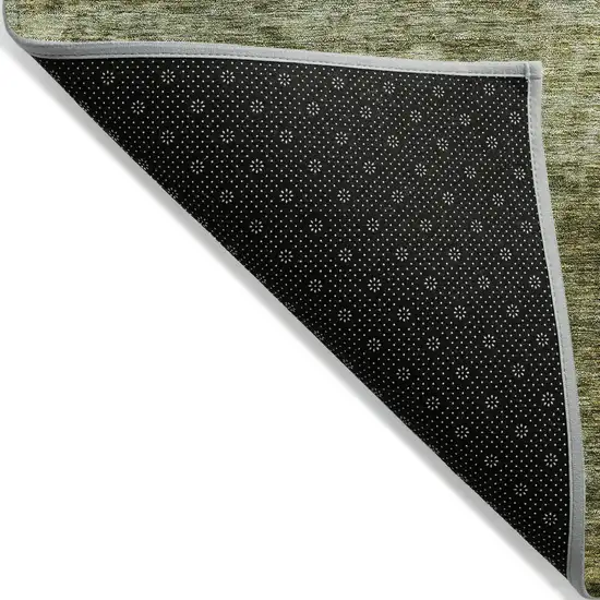 Olive Green And Brown Striped Washable Indoor Outdoor Area Rug Photo 4
