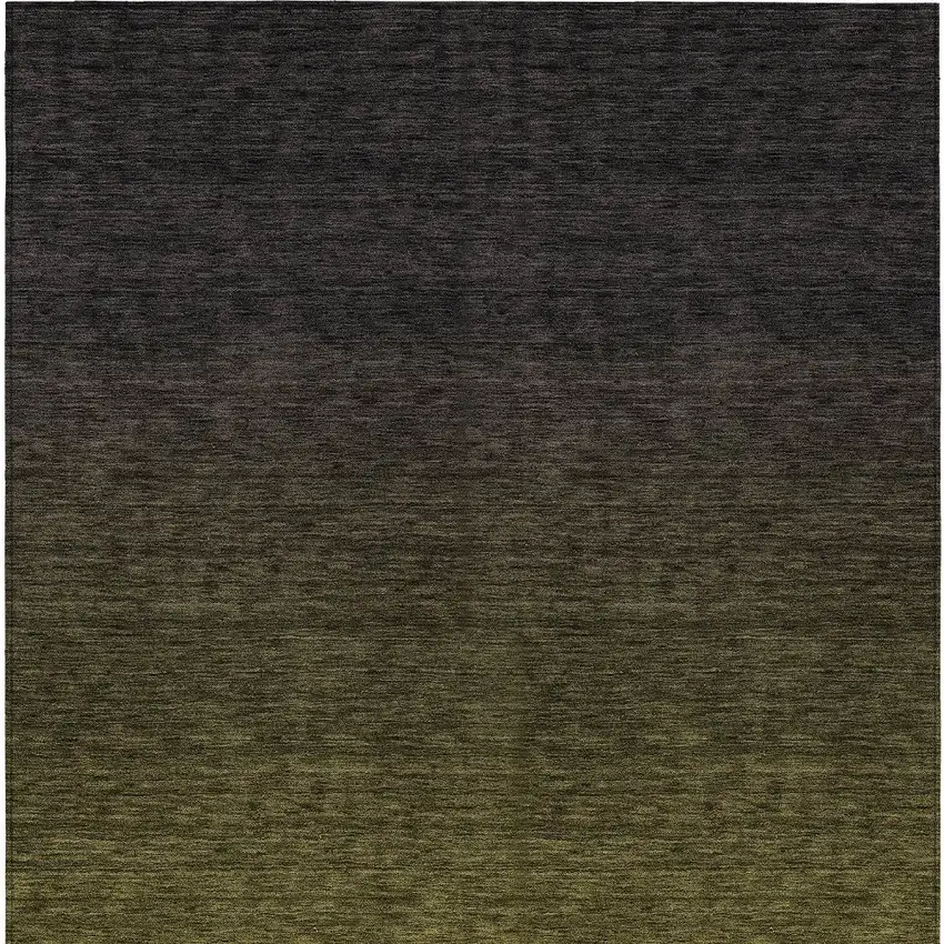 Olive Green And Charcoal Abstract Washable Indoor Outdoor Area Rug Photo 7