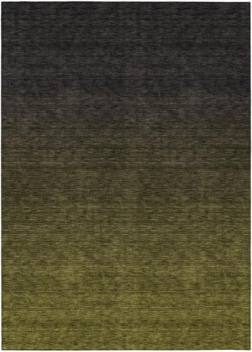 Olive Green And Charcoal Abstract Washable Indoor Outdoor Area Rug Photo 2