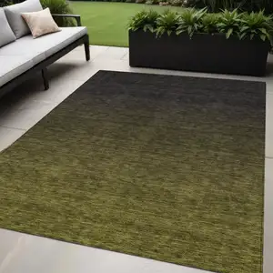 Photo of Olive Green And Charcoal Abstract Washable Indoor Outdoor Area Rug