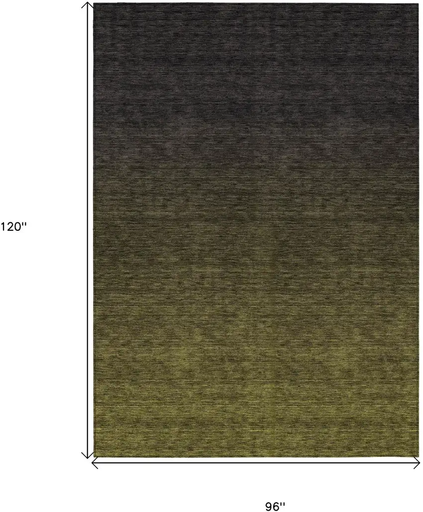 Olive Green And Charcoal Abstract Washable Indoor Outdoor Area Rug Photo 3