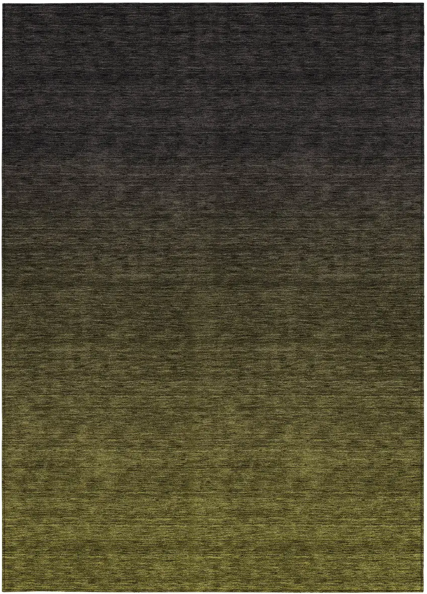 Olive Green And Charcoal Abstract Washable Indoor Outdoor Area Rug Photo 7
