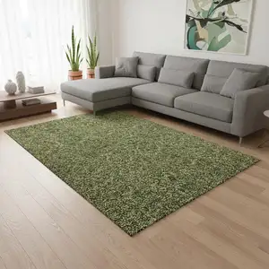 Photo of Olive Green And Charcoal Floral Washable Area Rug With UV Protection