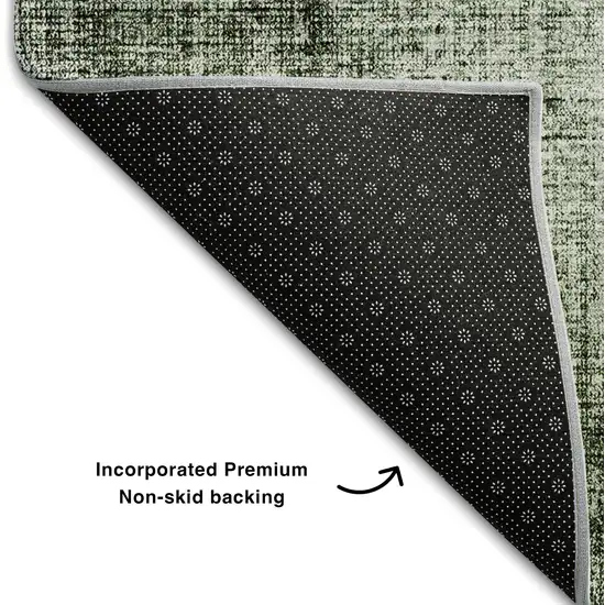 Olive Green And Charcoal Geometric Washable Area Rug With UV Protection Photo 6